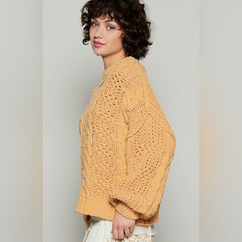 NEW! POL Cozy Cable Knit Sweater in Mustard - Picture 2 of 8